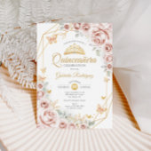 Quinceanera Blush Pink Gold Floral Einladung