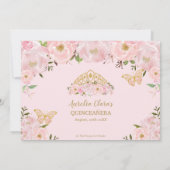 Quinceañera Blush Pink Princess Crown Foto Einladung (Rückseite)