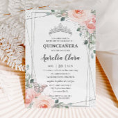 Quinceañera Blush Pink Rose Butterfly Crown Einladung