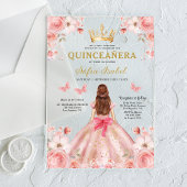 Quinceañera Blush Pink Rose Floral Butterfly Acryleinladungen