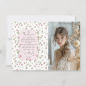 Quinceanera Blush Pink Rose Geburtstag Dankeskarte (Vorderseite)