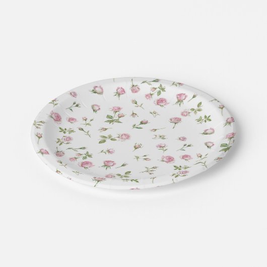 Quinceanera Blush Pink Rose Geburtstag Pappteller (Schrägansicht)