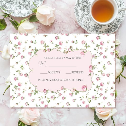 Quinceanera Blush Pink Rose Geburtstag RSVP Karte