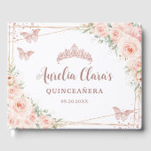 Quinceanera Blush Pink Rose Gold Butterfly Gästebuch (Vorderseite)