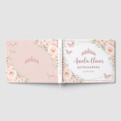 Quinceanera Blush Pink Rose Gold Butterfly Gästebuch (Voll)