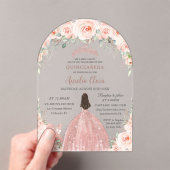 Quinceañera Blush Pink Rose Gold Prinzessin Acryleinladungen (Insitu (Handheld))