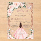 Quinceañera Blush Pink Rose Gold Prinzessin Acryleinladungen (Vorderseite)