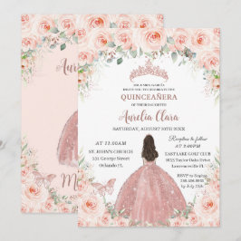 Quinceañera Blush Pink Rose Gold Prinzessin Einladung