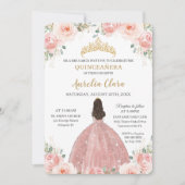 Quinceañera Blush Pink Rose Gold Prinzessin Einladung (Vorderseite)