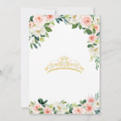 Quinceanera Blush Pink Roses und Gold Pearl Tiara Einladung (Rückseite)