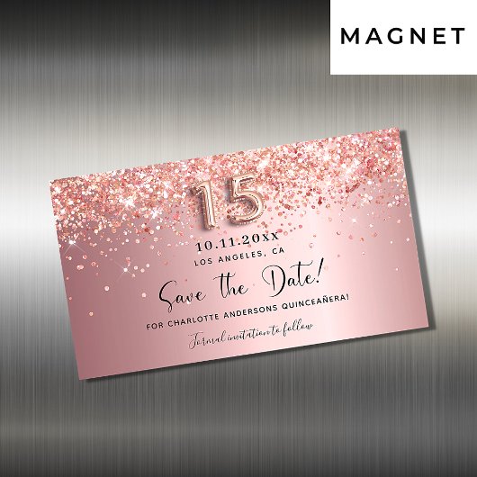Quinceanera Blush Pink speichern Sie den Datums-Ma Magnetkarte