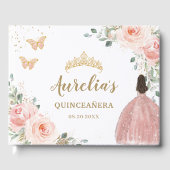 QUINCEANERA Blush Princess Butterflies Gold Gästebuch (Vorderseite)