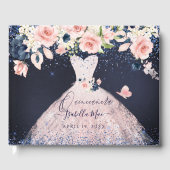 Quinceanera Blush Princess Glitzer Gown Confetti G Gästebuch (Vorderseite)