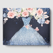 Quinceanera Blush Princess Glitzer Gown Confetti G Gästebuch (Rückseite)