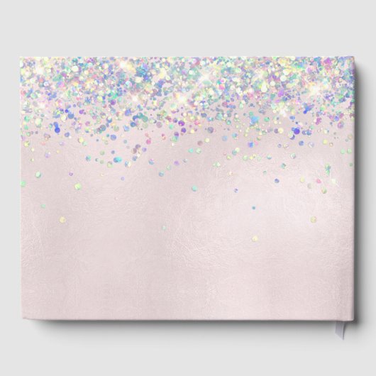 Quinceanera Blush Princess Glitzer Gown Confetti Gästebuch (Rückseite)