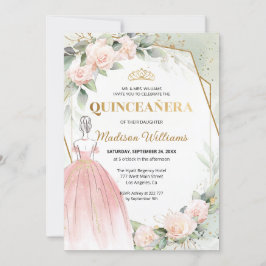 Quinceañera Blush Rose Geburtstag Einladung