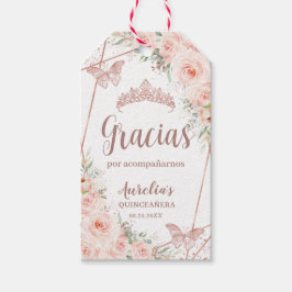 Quinceañera Blush Rose Gold Butterfly Geschenkanhänger