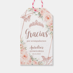 Quinceañera Blush Rose Gold Butterfly Geschenkanhänger