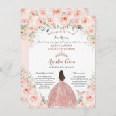 Quinceañera Blush Rose Gold Dama Vorschlag Einladung (Vorne/Hinten)