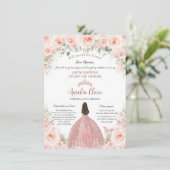 Quinceañera Blush Rose Gold Dama Vorschlag Einladung (Stehend Vorderseite)