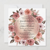 Quinceanera Blush Rose Gold Glitzer Einladung (Vorderseite)