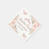 Quinceanera Blush Rose Gold Schmetterlinge Serviette (Ecke)