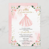 Quinceanera Blush Wasserfarbe Blume Rosa Kleid Einladung (Vorne/Hinten)