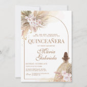 Quinceanera Boho Pampas Floral Mis Quince Anos Einladung (Vorderseite)