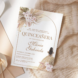 Quinceanera Boho Pampas Floral Mis Quince Anos Einladung