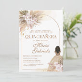 Quinceanera Boho Pampas Floral Mis Quince Anos Einladung (Stehend Vorderseite)