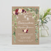 Quinceanera Botanischer Blumenrahmen Kraft Einladung (Stehend Vorderseite)