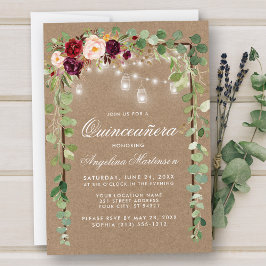 Quinceanera Botanischer Grünholz florale Kraft Einladung