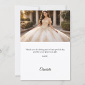 Quinceanera bow ivory pearls photo dankeskarte (Rückseite)