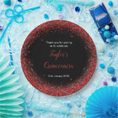 Quinceanera Bright Red Imitats Glitzer Pappteller (Party)