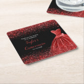 Quinceanera Bright Red Imitats Glitzer Rechteckiger Pappuntersetzer (angewinkelt)