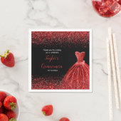 Quinceanera Bright Red Imitats Glitzer Serviette (Beispiel)