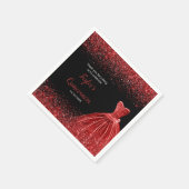 Quinceanera Bright Red Imitats Glitzer Serviette (Ecke)