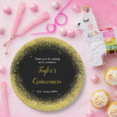 Quinceanera Bright Yellow Imitats Glitzer Pappteller (Party)