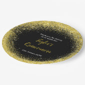 Quinceanera Bright Yellow Imitats Glitzer Pappteller (Schrägansicht)