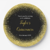 Quinceanera Bright Yellow Imitats Glitzer Pappteller (Vorderseite)