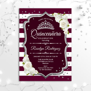 Quinceanera - Burgund Silver Einladung