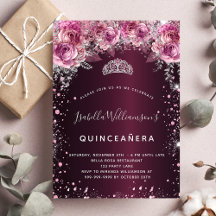 Quinceanera burgunderrosa glitzende Blumen-Tiara