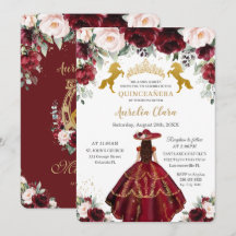 Quinceañera Burgundy Blush Bloral Charro Pferde