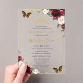 Quinceañera Burgundy Blush Bloral Princess Tiara Acryleinladungen (Insitu (Handheld))