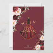 Quinceañera Burgundy Blush Blume Schmetterlinge Einladung (Rückseite)