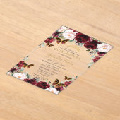 Quinceañera Burgundy Blush Floral Gold Butterflies Acryleinladungen (Ablage )