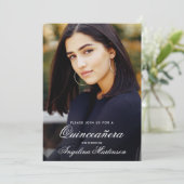 Quinceanera Burgundy Floral Foto Gold Glitzer Einladung (Stehend Vorderseite)