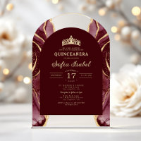 Quinceañera Burgundy Gold Agate Elegant