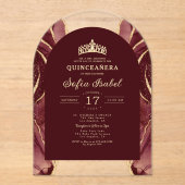 Quinceañera Burgundy Gold Agate Elegant Acryleinladungen (Vorderseite)