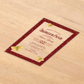 Quinceañera Burgundy&Gold Butterflies 15 Geburtsta Acryleinladungen (Ablage )